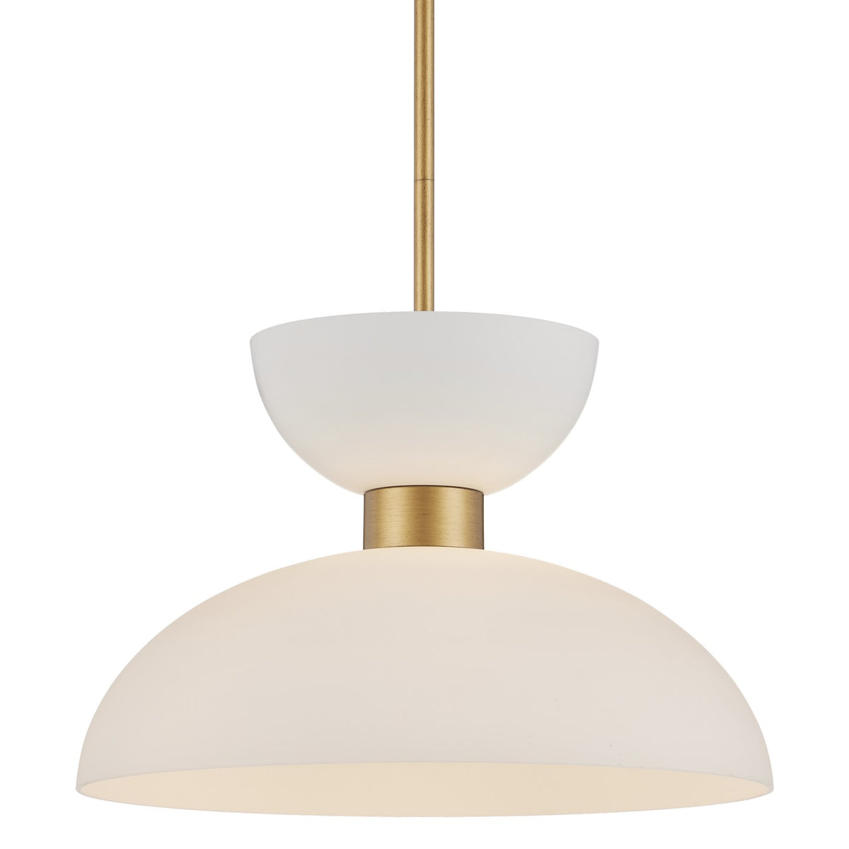 Currey and Company - 9000-1094 - One Light Pendant - Zevio White Pendant - Antique Brass/White/Opaque