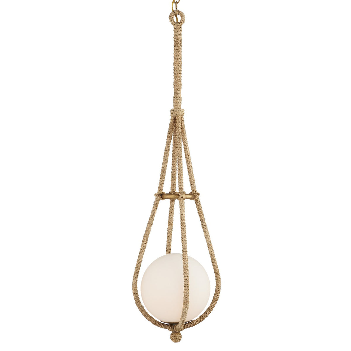 Currey and Company - 9000-1104 - One Light Pendant - Passageway Collection - Natural/Dorado Gold/Frosted White