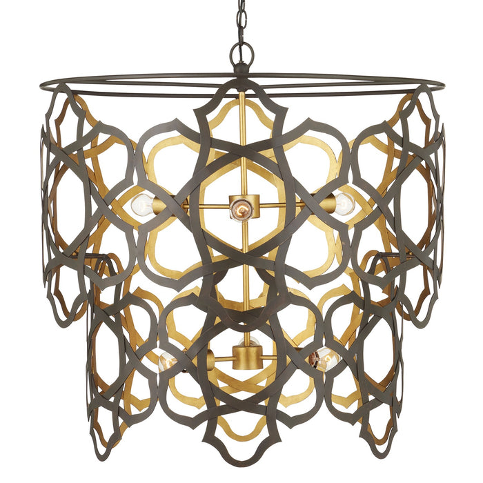 Currey and Company Six Light Chandelier from the Mauresque collection in Bronze Gold/Contemporary Gold Leaf finish