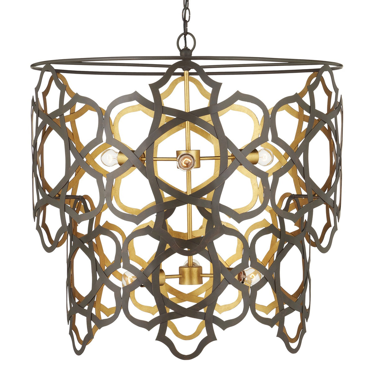 Currey and Company - 9000-1106 - Six Light Chandelier - Mauresque Collection - Bronze Gold/Contemporary Gold Leaf