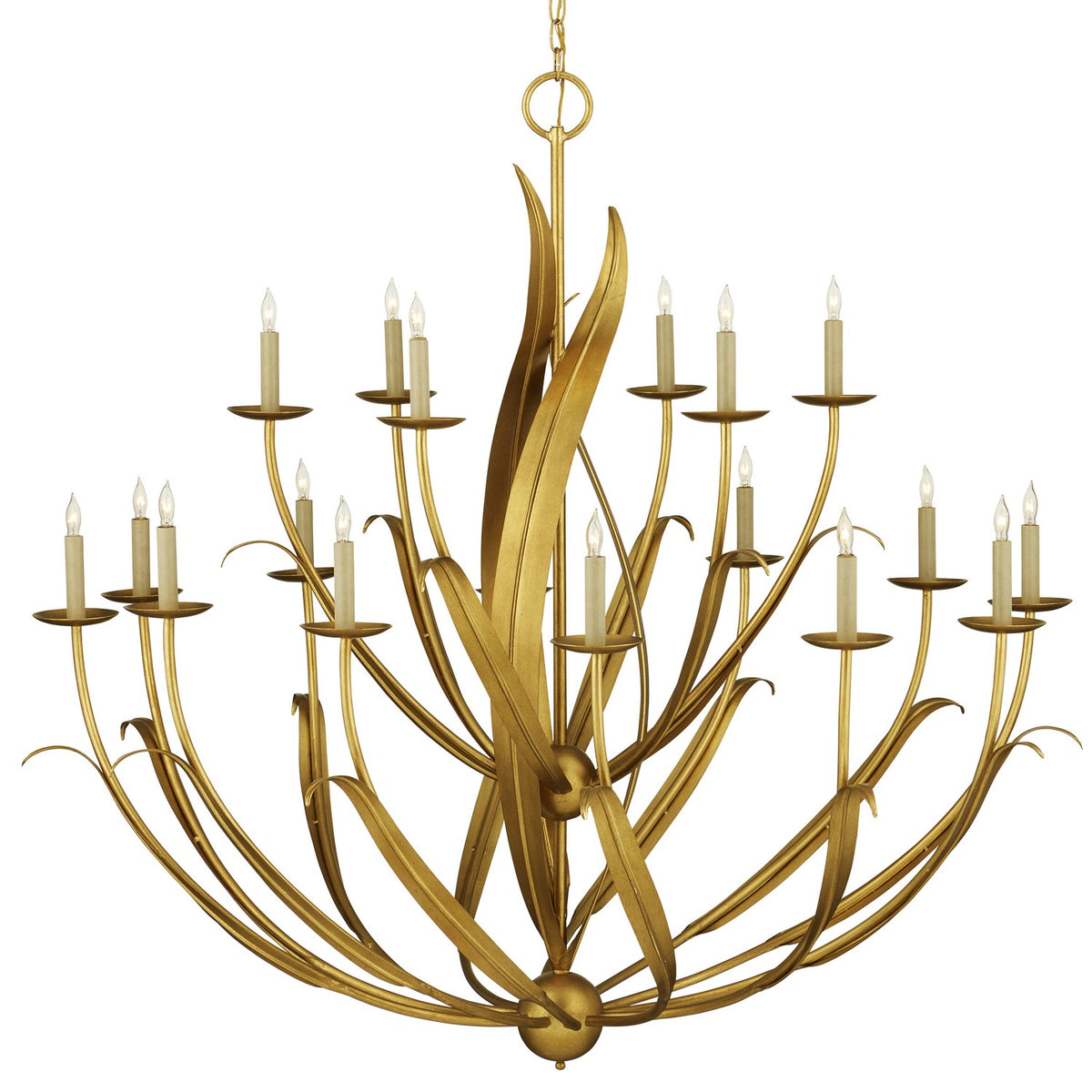 Currey and Company - 9000-1107 - 18 Light Chandelier - Menefee Collection - Antique Gold Leaf