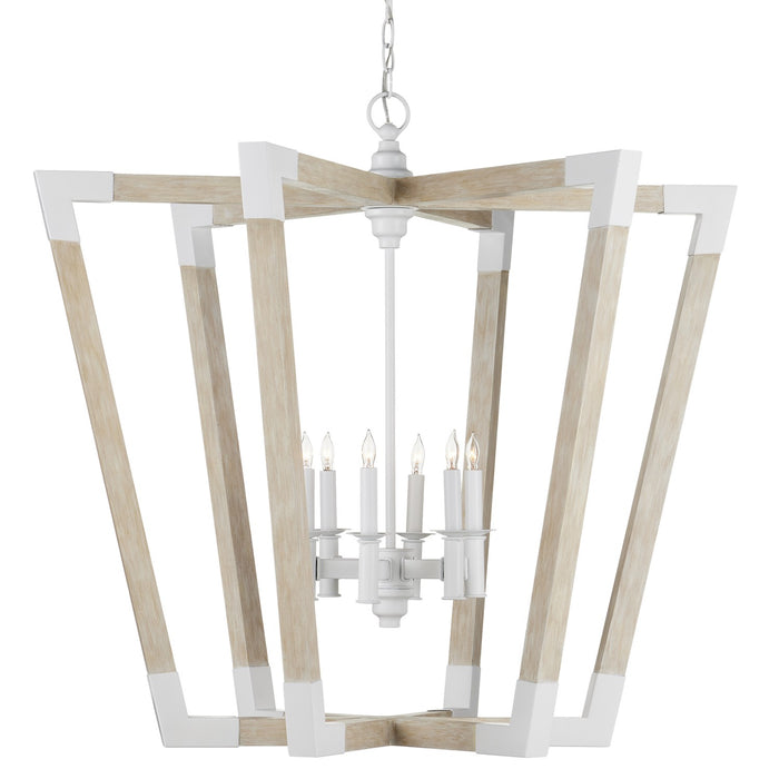 Currey and Company Six Light Lantern from the Bastian collection in Sugar White/Sandstone finish