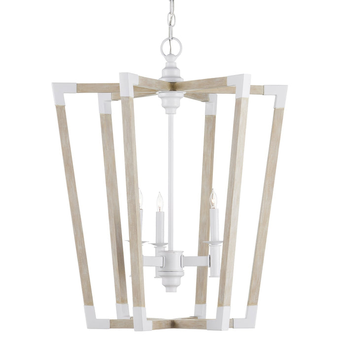 Currey and Company Three Light Lantern from the Bastian collection in Sugar White/Sandstone finish