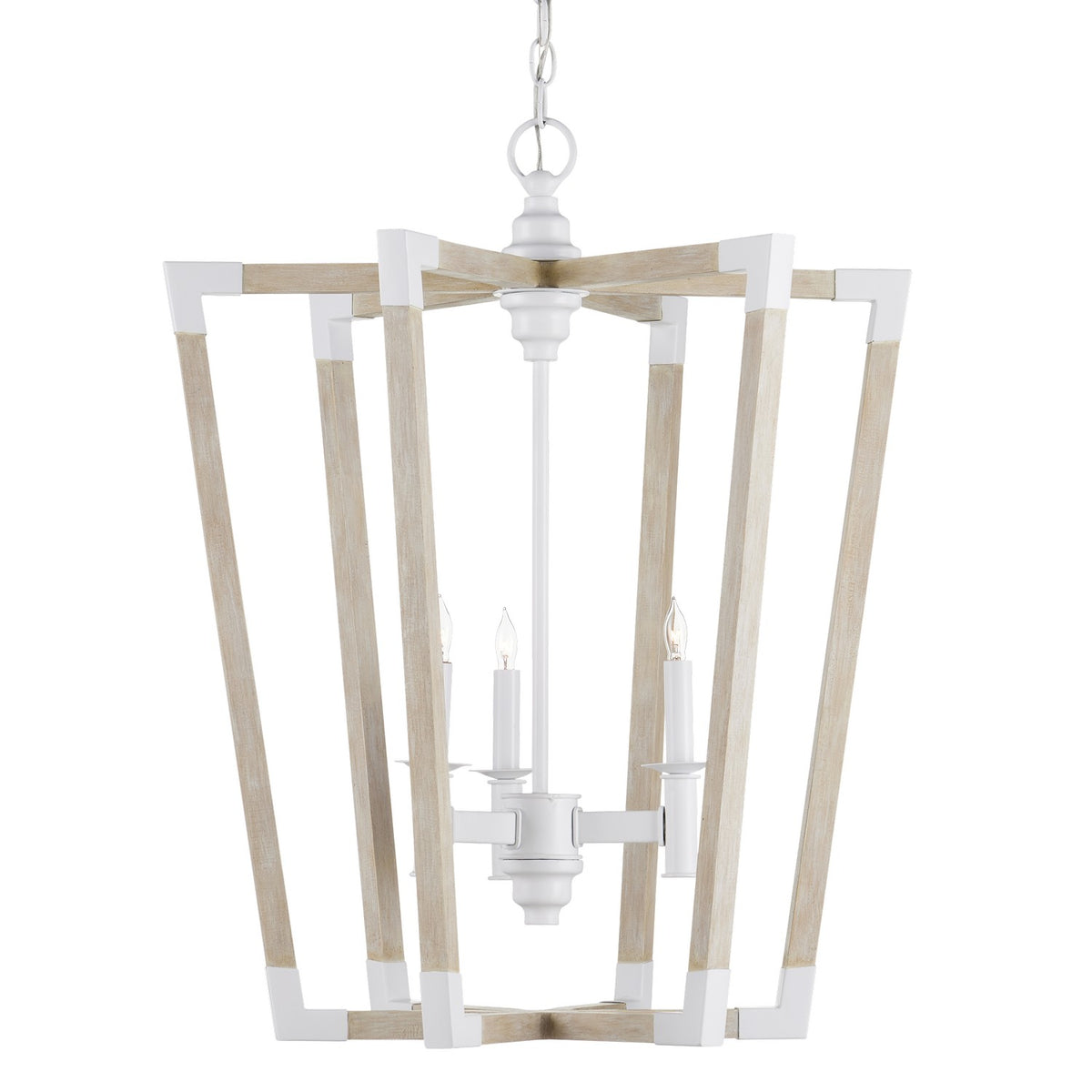 Currey and Company - 9000-1112 - Three Light Lantern - Bastian Collection - Sugar White/Sandstone