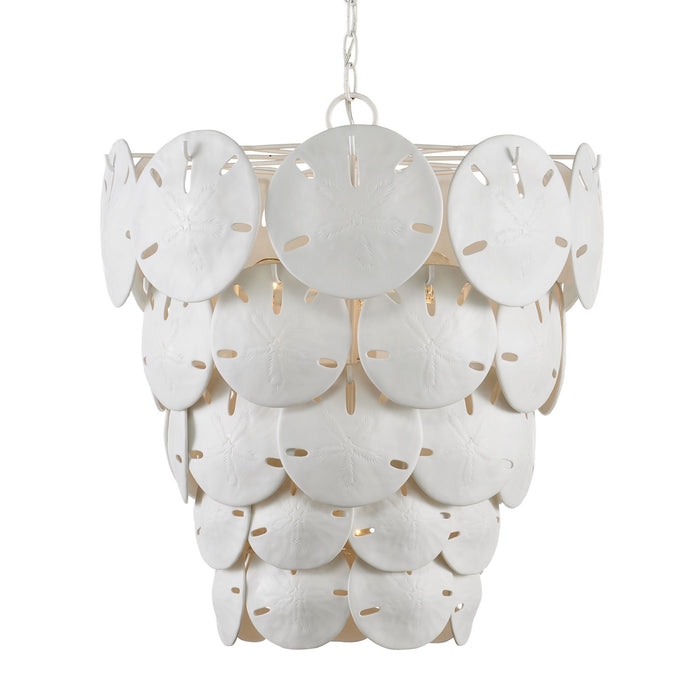 Currey and Company Five Light Chandelier from the Marjorie Skouras collection in Sugar White/White finish