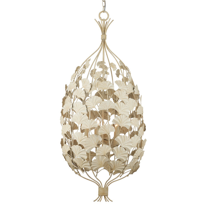 Currey and Company Five Light Chandelier from the Maidenhair collection in Antique Pearl finish
