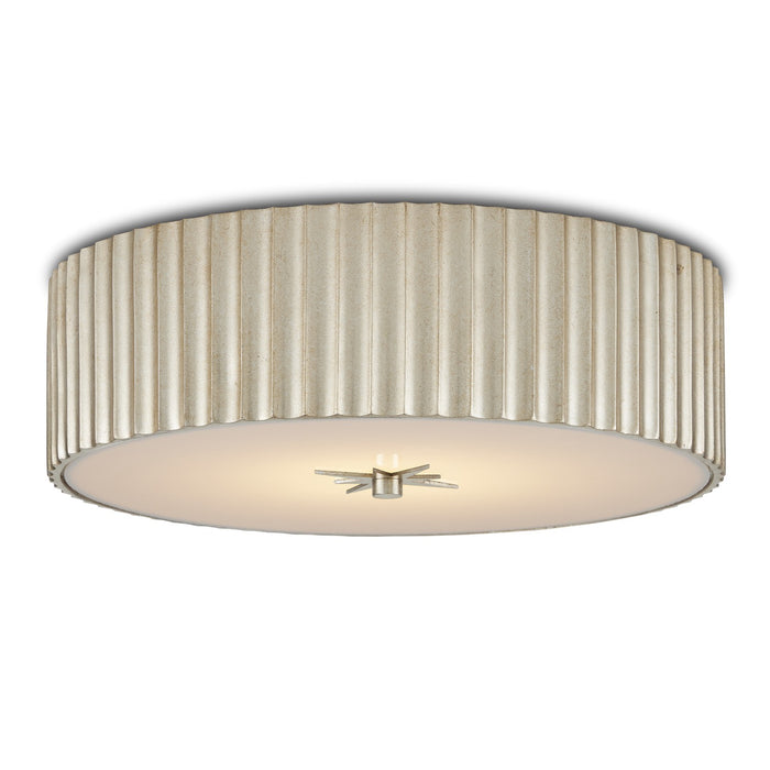 Currey and Company One Light Flush Mount from the Caravel collection in Silver Leaf finish
