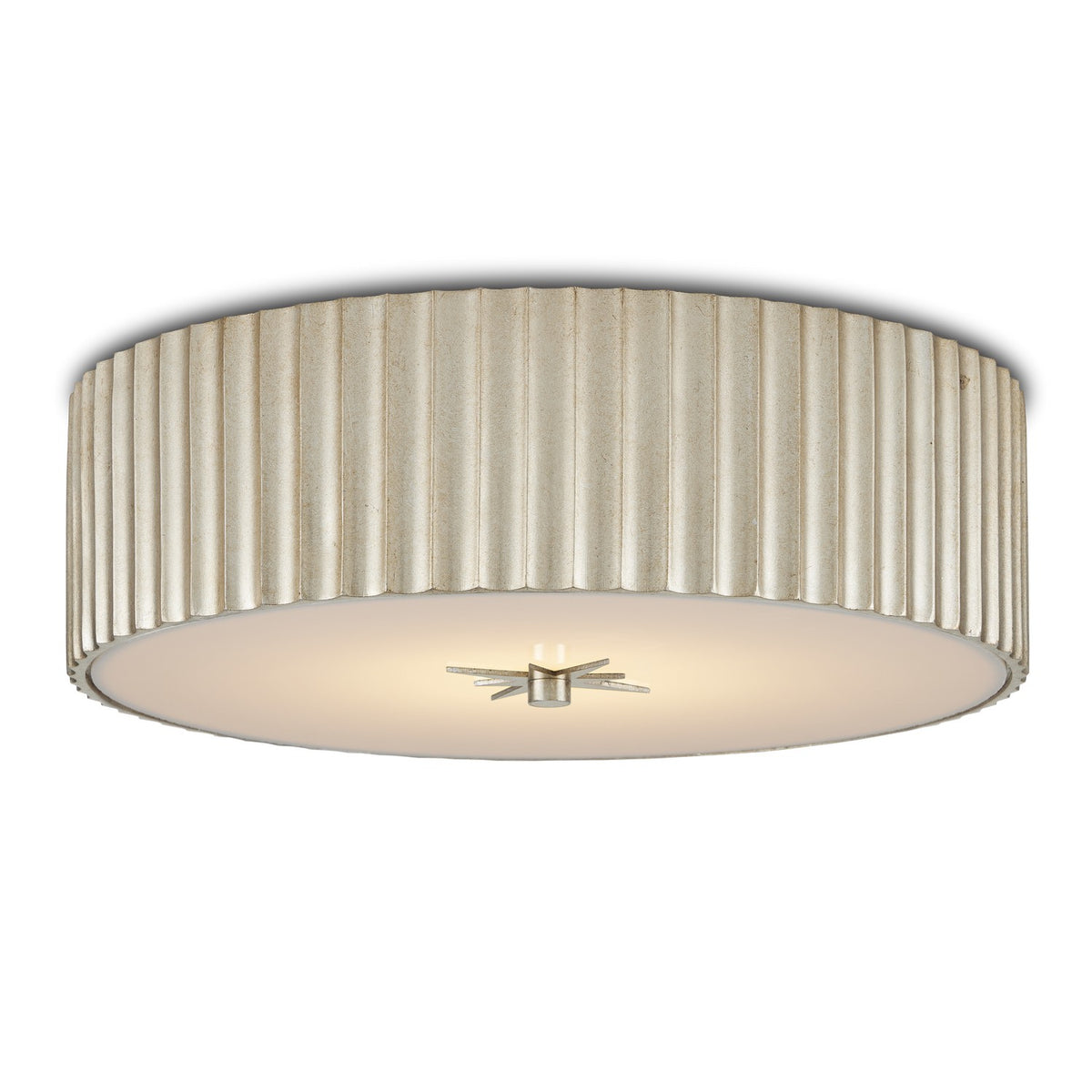 Currey and Company - 9999-0066 - One Light Flush Mount - Caravel - Silver Leaf/White