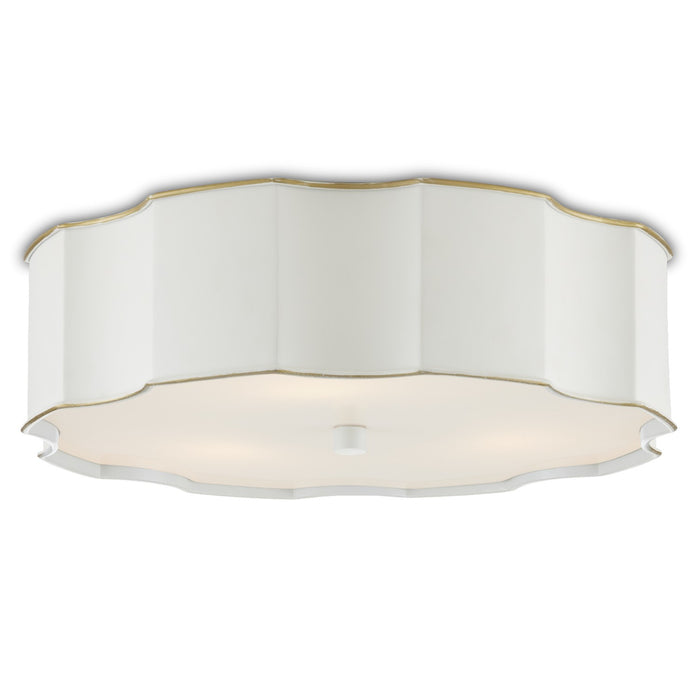 Currey and Company Three Light Flush Mount from the Wexford collection in Snow White/Gold Highlights finish