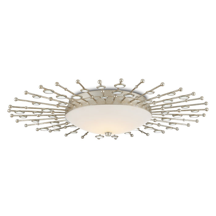 Currey and Company One Light Flush Mount from the Planisphere collection in Silver Leaf finish