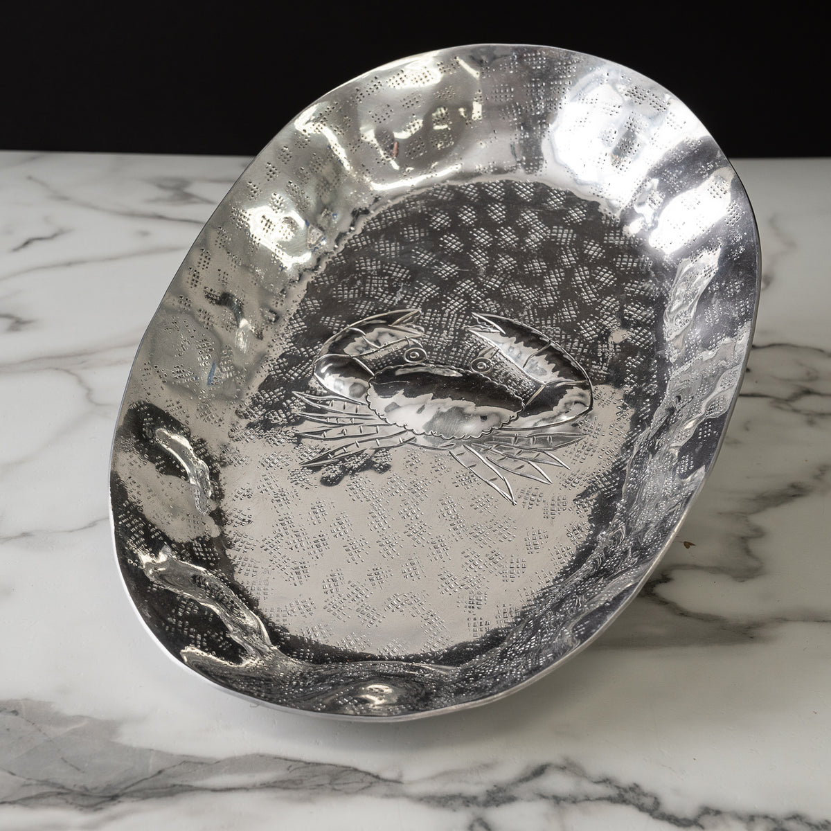 Design Shop Aluminum Hammered Oval Crab Tray