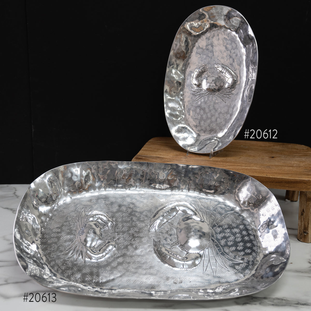 Design Shop Aluminum Hammered Oval Crab Tray