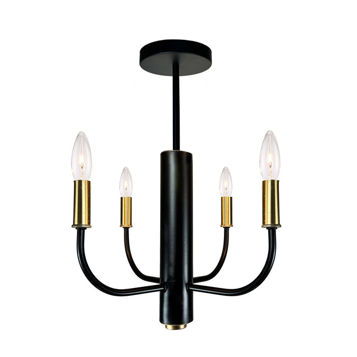 Artcraft Four Light Semi Flushmount from the Avalon Collection collection in Vintage Brass finish