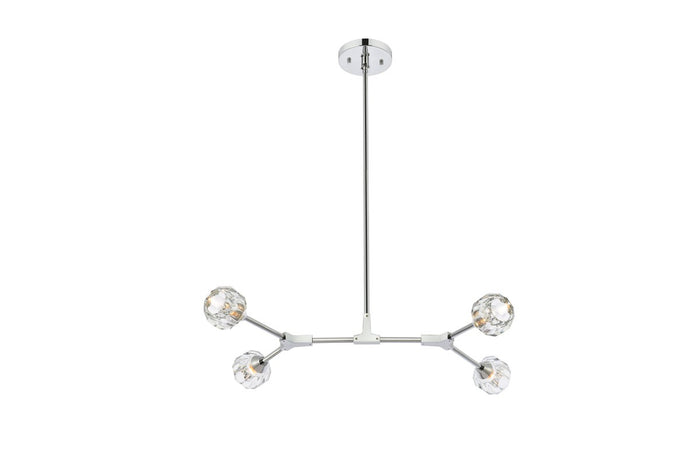 Elegant Lighting Four Light Pendant from the Zayne collection in Chrome And Clear finish