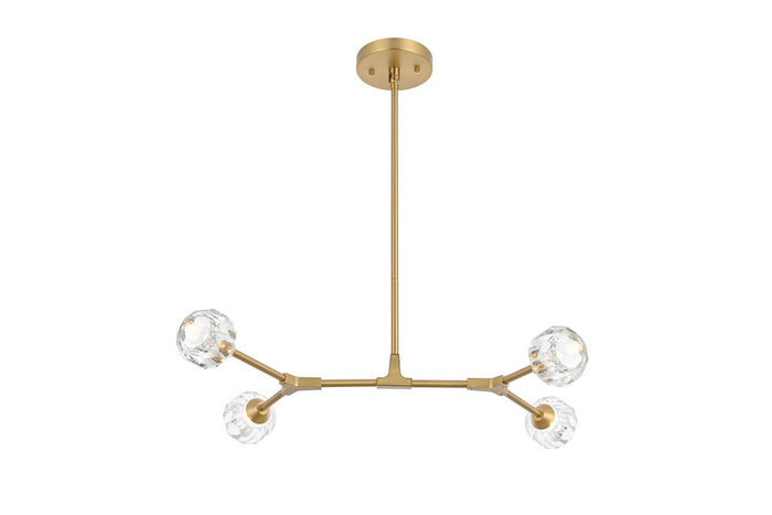 Elegant Lighting Four Light Pendant from the Zayne collection in Gold And Clear finish