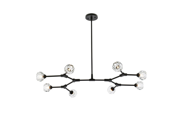Elegant Lighting Eight Light Pendant from the Zayne collection in Black And Clear finish