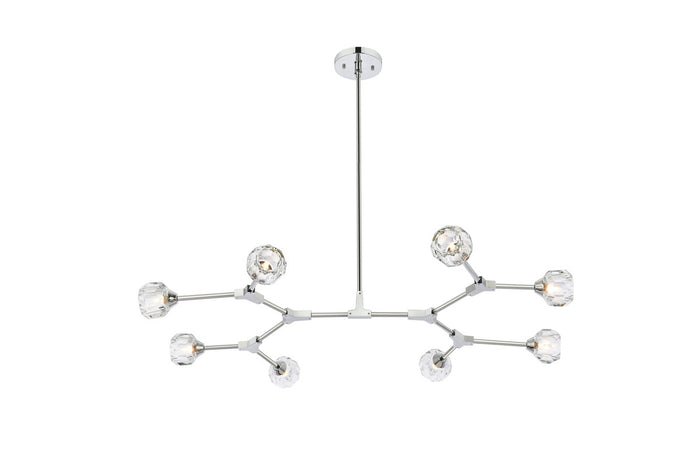 Elegant Lighting Eight Light Pendant from the Zayne collection in Chrome And Clear finish
