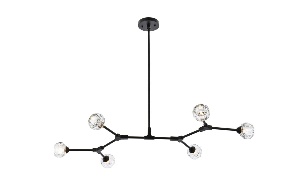 Elegant Lighting - 3508D50BK - Six Light Pendant - Zayne - Black And Clear