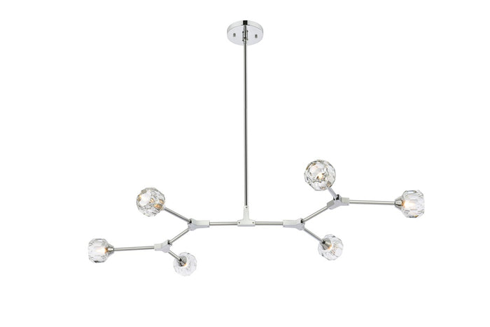 Elegant Lighting Six Light Pendant from the Zayne collection in Chrome And Clear finish
