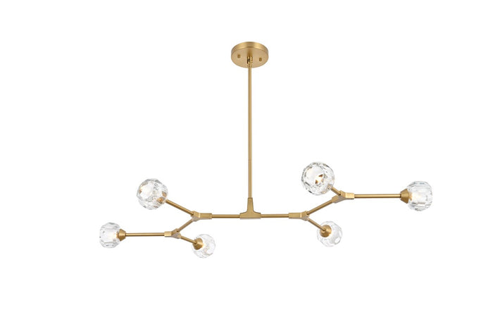 Elegant Lighting Six Light Pendant from the Zayne collection in Gold And Clear finish