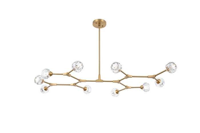 Elegant Lighting Ten Light Pendant from the Zayne collection in Gold And Clear finish