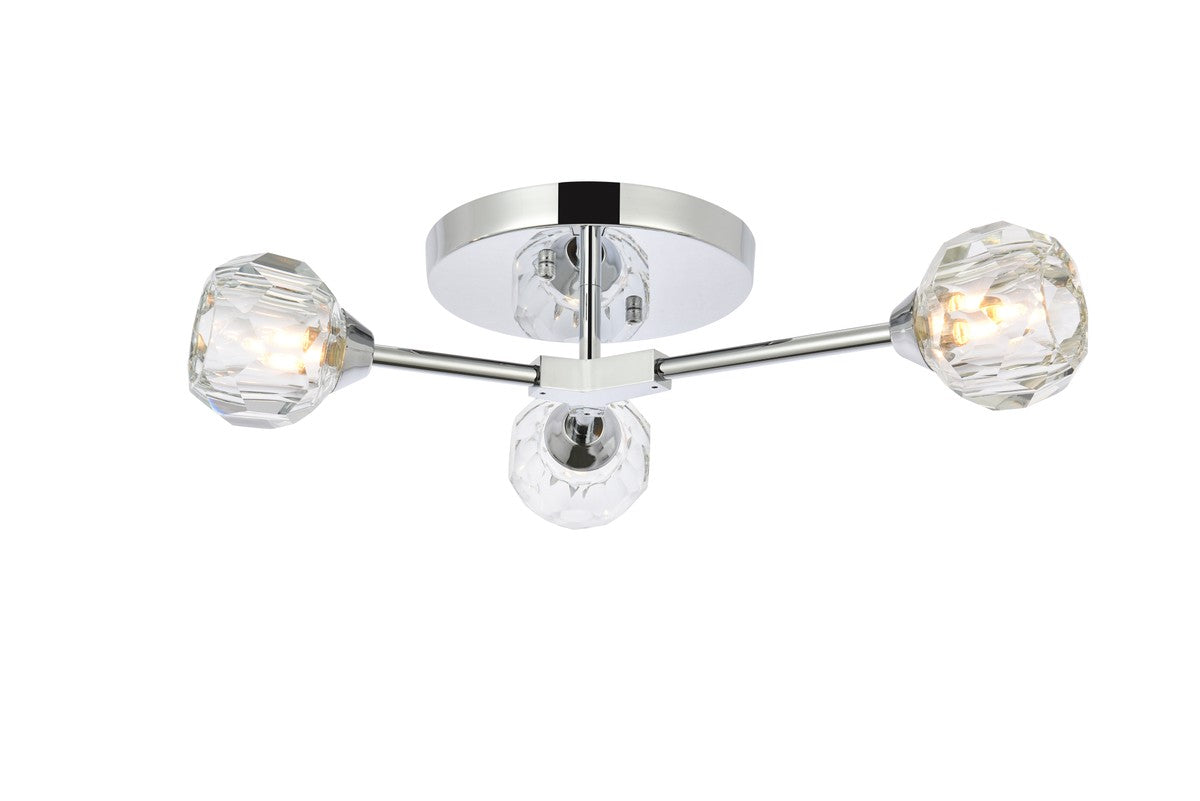 Elegant Lighting - 3508F18C - Three Light Flush Mount - Zayne - Chrome and Clear