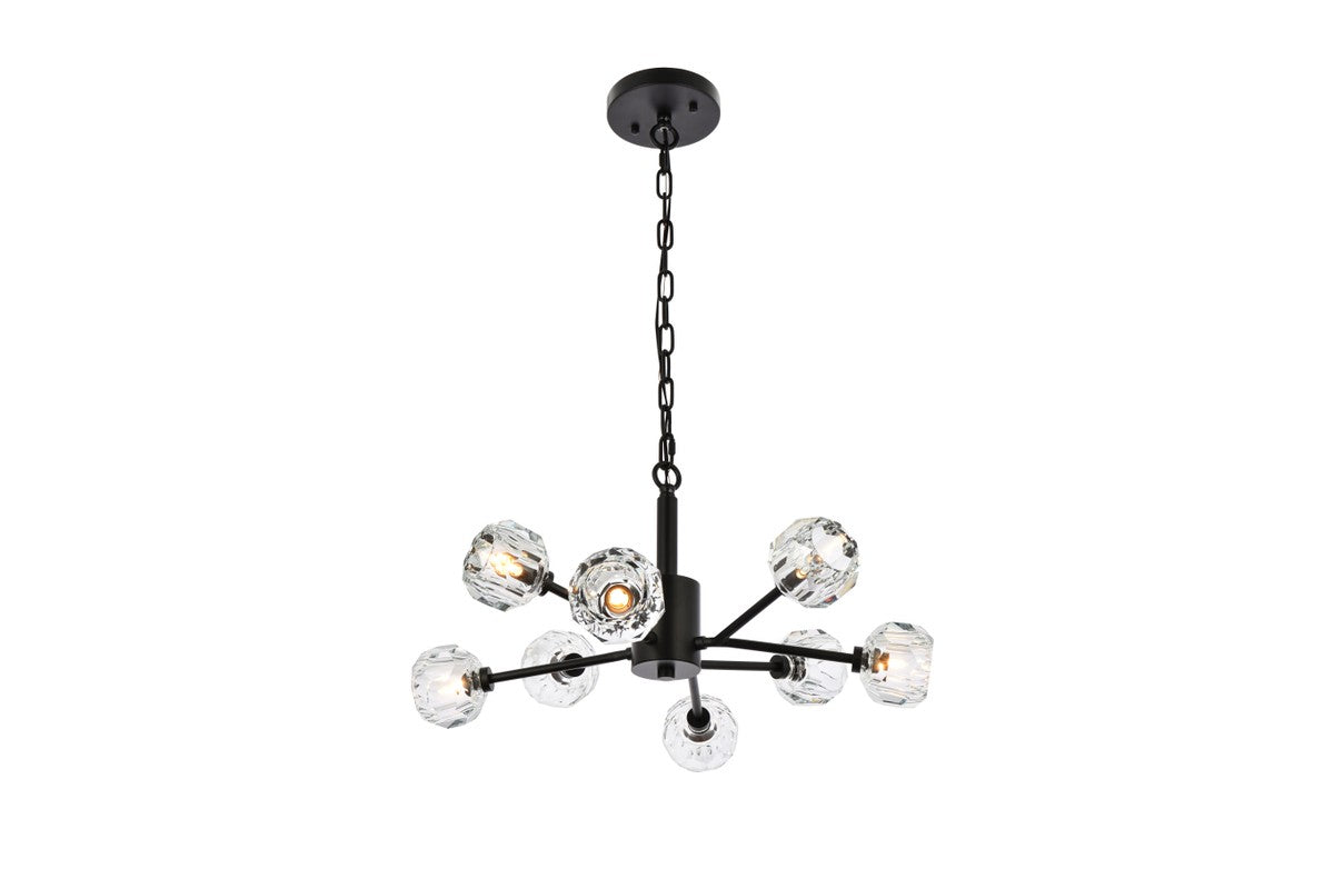 Elegant Lighting - 3509D24BK - Eight Light Pendant - Graham - Black and Clear