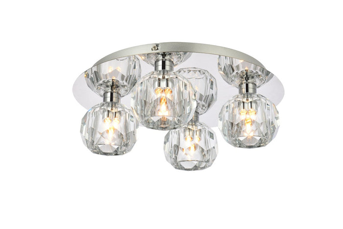 Elegant Lighting Four Light Flush Mount from the Graham collection in Chrome And Clear finish