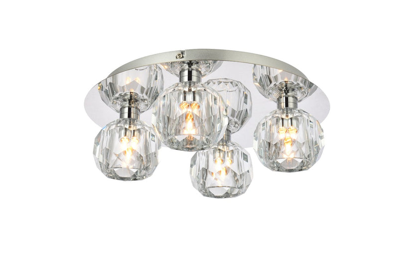 Elegant Lighting - 3509F14C - Four Light Flush Mount - Graham - Chrome And Clear