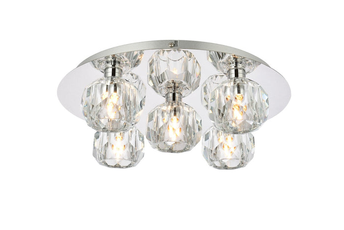 Elegant Lighting Five Light Flush Mount from the Graham collection in Chrome And Clear finish