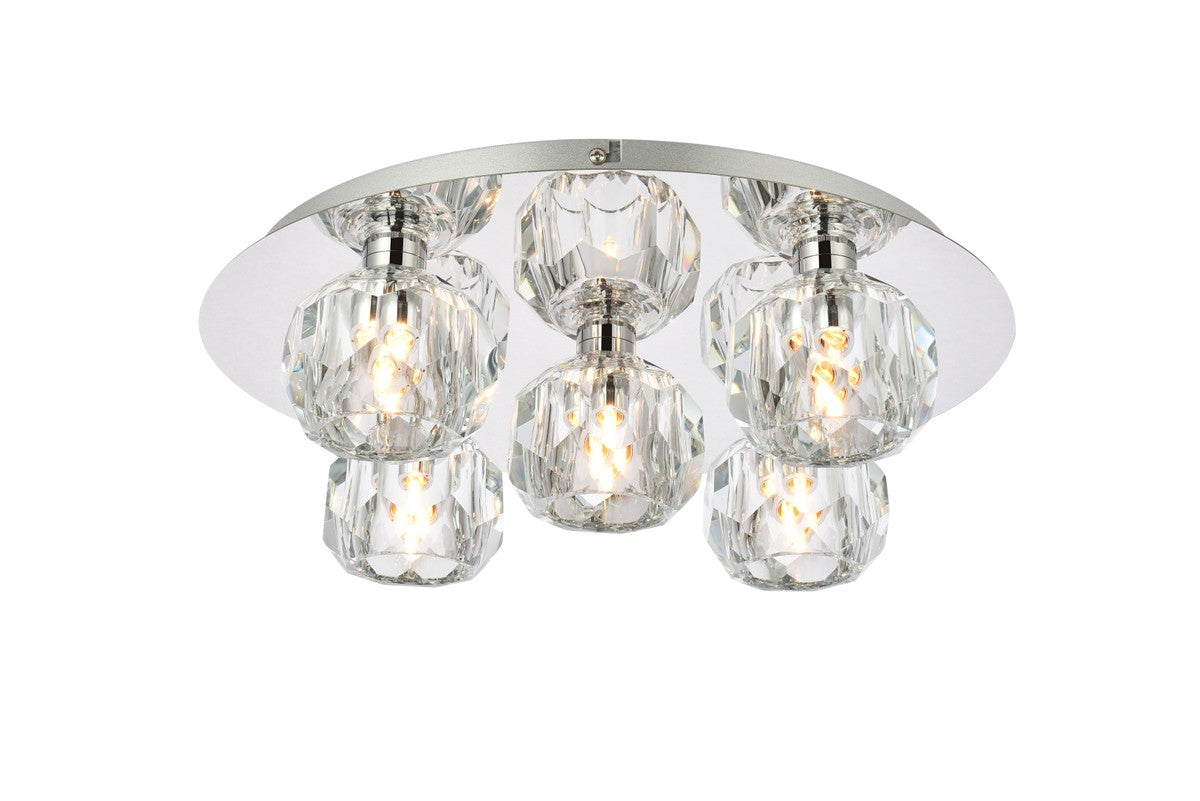 Elegant Lighting - 3509F16C - Five Light Flush Mount - Graham - Chrome And Clear