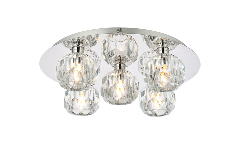 Elegant Lighting - 3509F16C - Five Light Flush Mount - Graham - Chrome And Clear