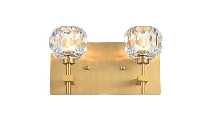 Elegant Lighting Two Light Wall Sconce from the Graham collection in Gold And Clear finish