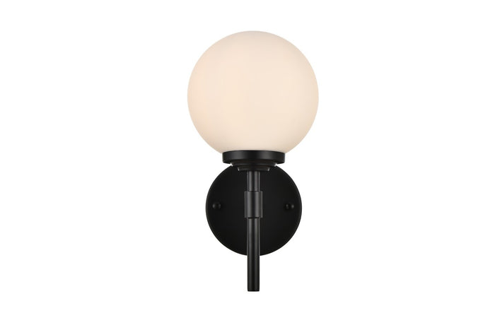 Elegant Lighting One Light Bath Sconce from the Ansley collection in Black And Frosted White finish
