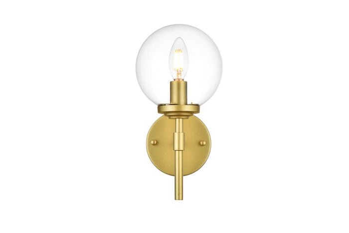 Elegant Lighting One Light Bath Sconce from the Ingrid collection in Brass And Clear finish