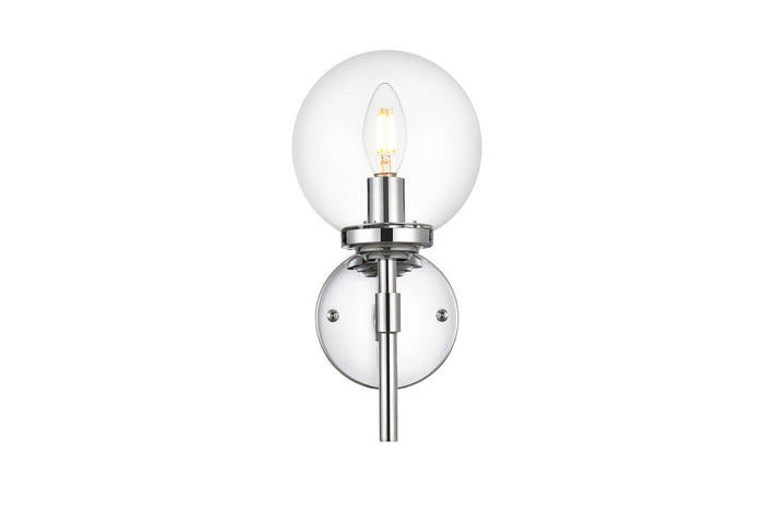Elegant Lighting One Light Bath Sconce from the Ingrid collection in Chrome And Clear finish