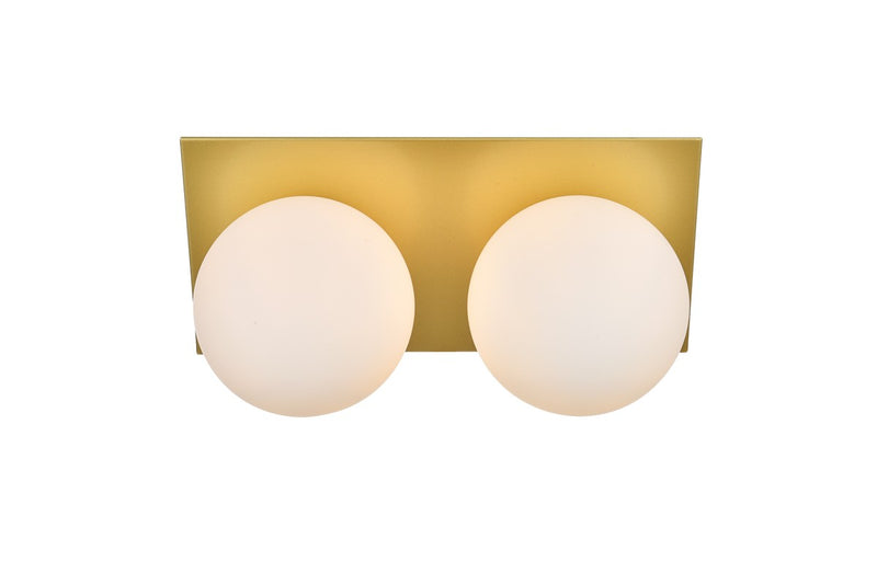 Elegant Lighting - LD7304W14BRA - Two Light Bath Sconce - Jillian - Brass And Frosted White