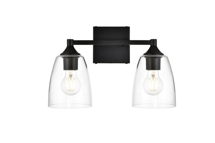 Elegant Lighting Two Light Bath Sconce from the Gianni collection in Black And Clear finish