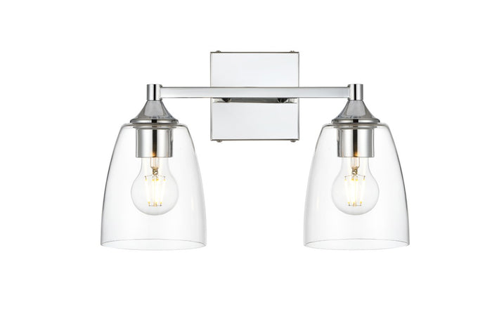 Elegant Lighting Two Light Bath Sconce from the Gianni collection in Chrome And Clear finish
