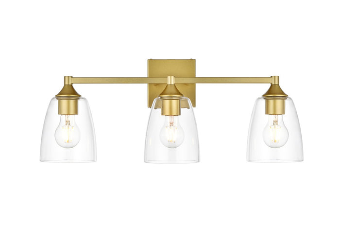 Elegant Lighting Three Light Bath Sconce from the Gianni collection in Brass And Clear finish