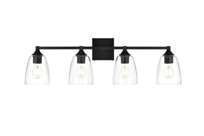 Elegant Lighting Four Light Bath Sconce from the Gianni collection in Black And Clear finish