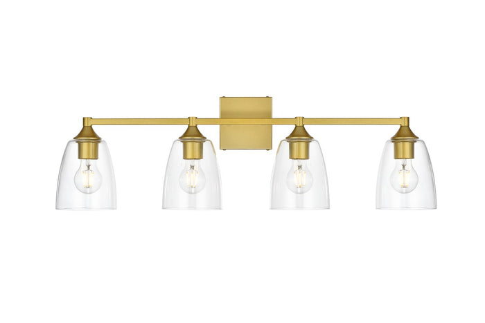 Elegant Lighting Four Light Bath Sconce from the Gianni collection in Brass And Clear finish