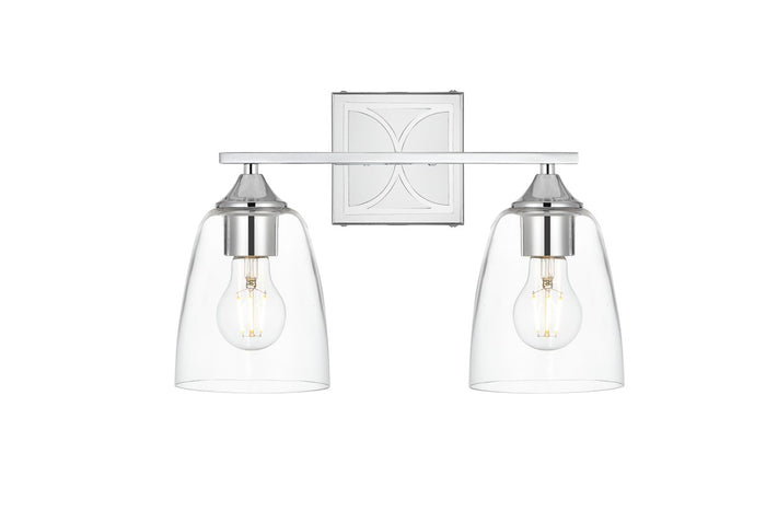 Elegant Lighting Two Light Bath Sconce from the Harris collection in Chrome And Clear finish