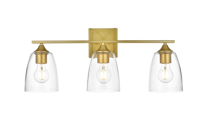 Elegant Lighting Three Light Bath Sconce from the Harris collection in Brass And Clear finish