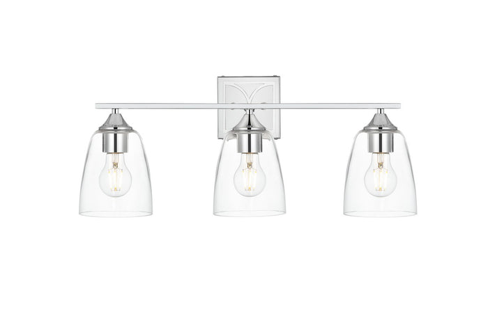 Elegant Lighting Three Light Bath Sconce from the Harris collection in Chrome And Clear finish