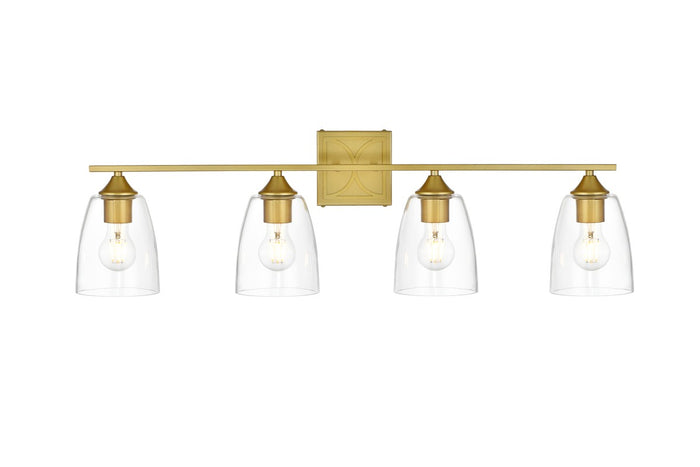 Elegant Lighting Four Light Bath Sconce from the Harris collection in Brass And Clear finish