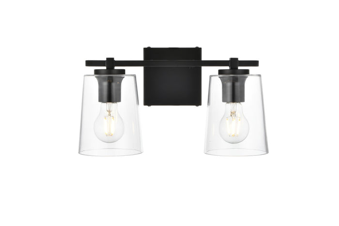 Elegant Lighting Two Light Bath Sconce from the Kacey collection in Black And Clear finish