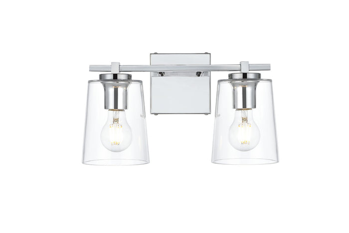 Elegant Lighting Two Light Bath Sconce from the Kacey collection in Chrome And Clear finish
