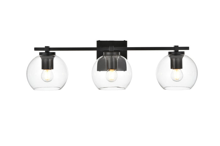 Elegant Lighting Three Light Bath Sconce from the Juelz collection in Black And Clear finish