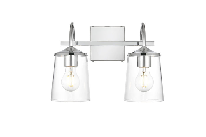 Elegant Lighting Two Light Bath Sconce from the Avani collection in Chrome And Clear finish